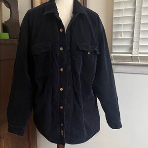 Navy men’s Corduroy Button-Up fleece lined Shirt jacket